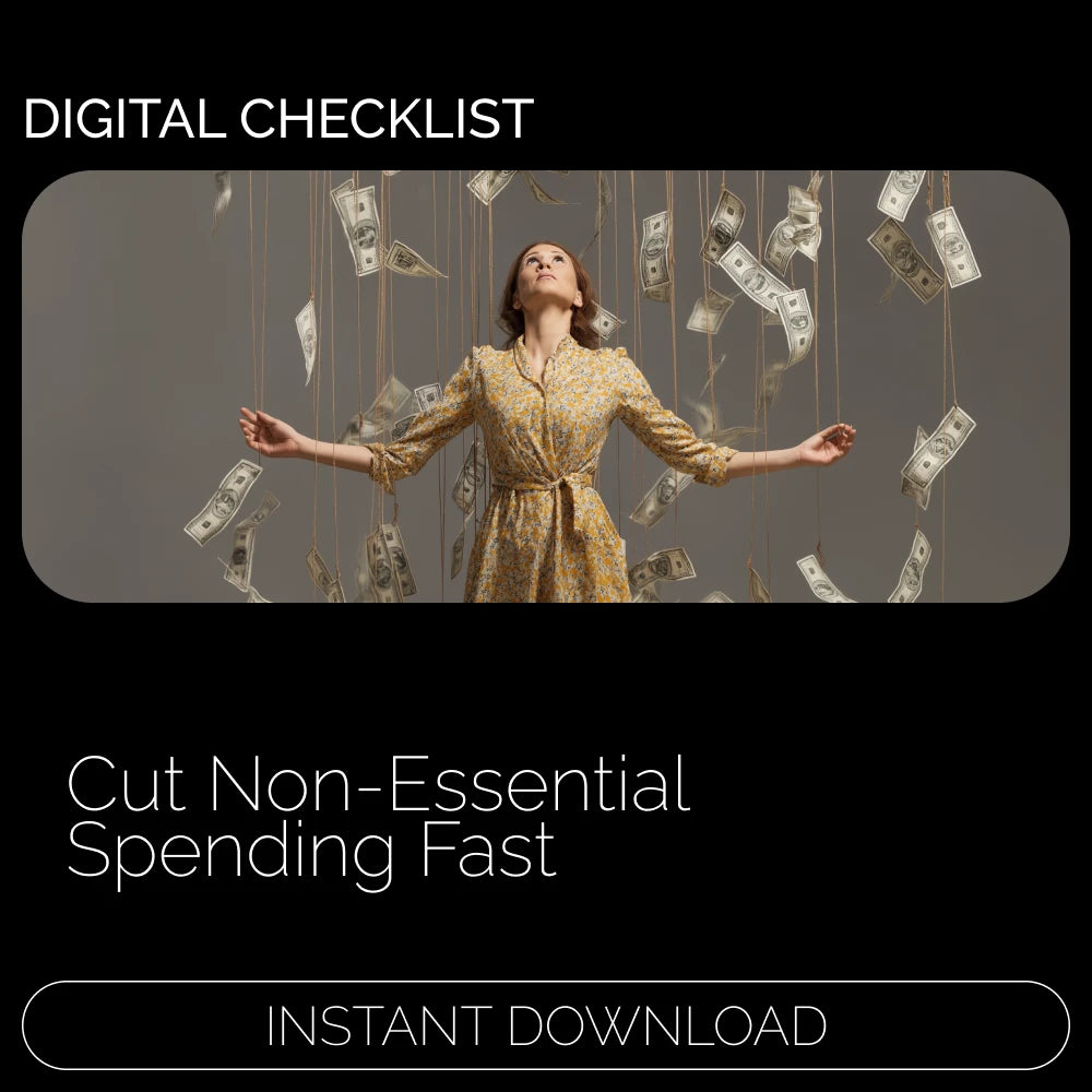 Slash Non-Essential Spending Like a Pro | Printable Budget Checklist | How to Cut Back on Non-Essential Spending | Digital Download Money-Saving Checklist