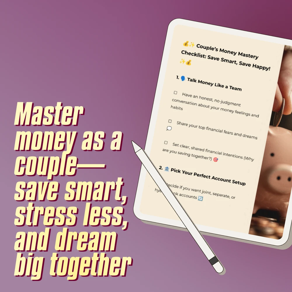 Couple’s Money Mastery Checklist: Save Smart, Save Happy | Best Way to Save Money as a Couple | Digital Download Budget & Finance Planner