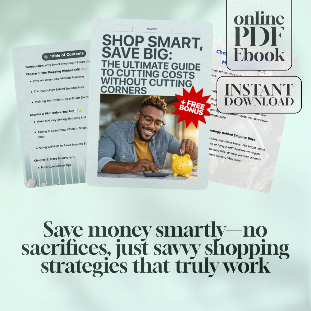 Shop Smart, Save Big: The Ultimate Guide to Cutting Costs Without Cutting Corners | How to Save Money Shopping | Budget eBook | Digital Download