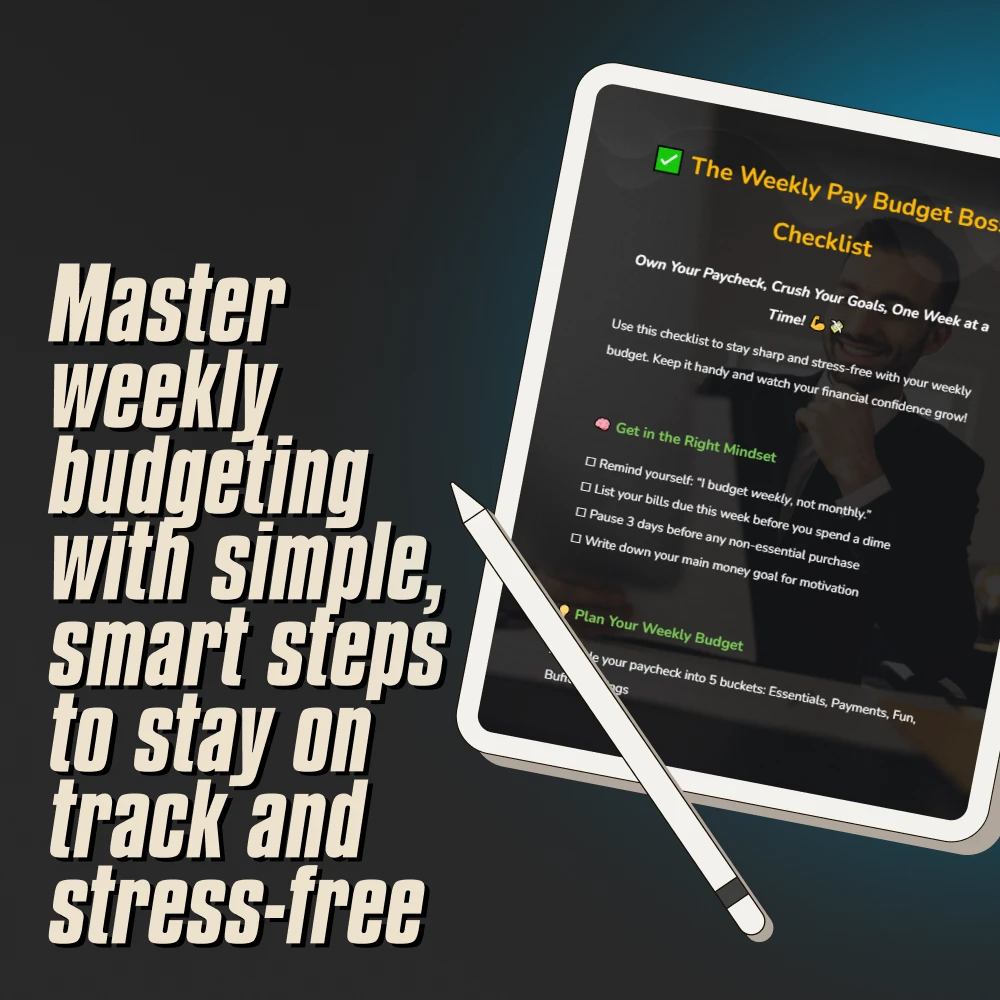 The Weekly Pay Budget Boss Checklist | How to Budget on Weekly Pay | Digital Budgeting Planner for Weekly Income