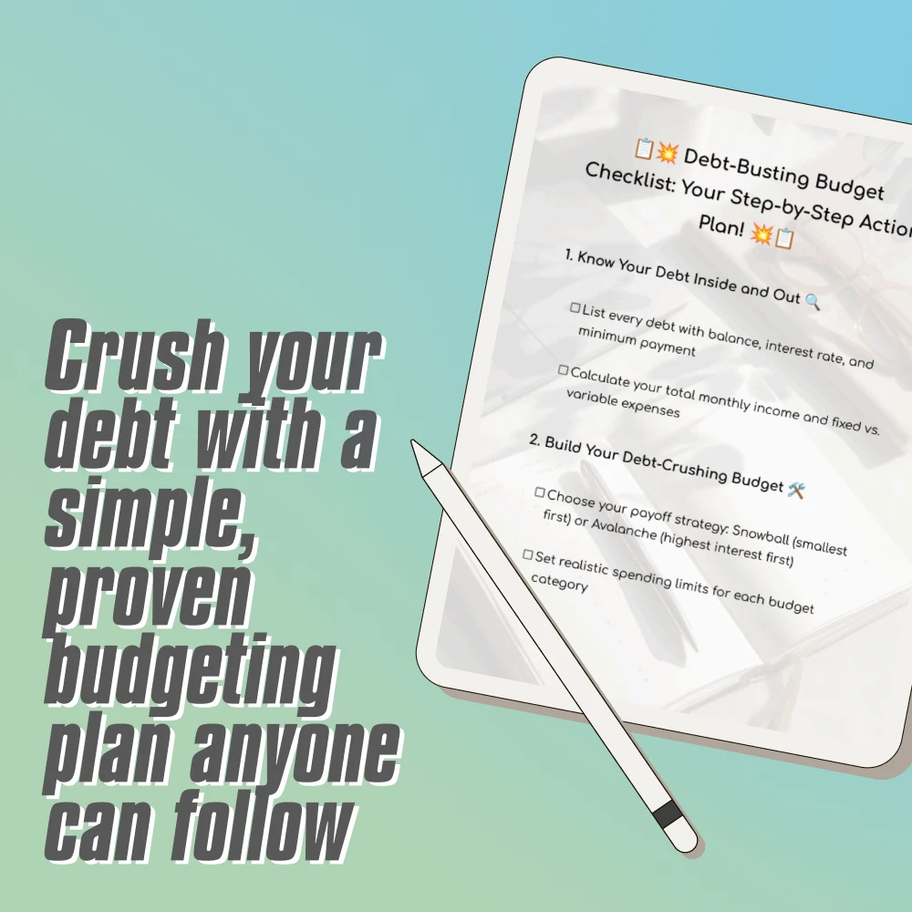 Debt-Busting Budget Checklist: Your Step-by-Step Action Plan | How to Create a Budget to Pay Off Debt | Printable Financial Planner | Digital Download