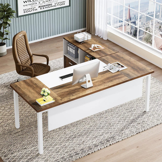 63″ L Shaped Executive Desk with Drawer Cabinet - DSARD - DSARD