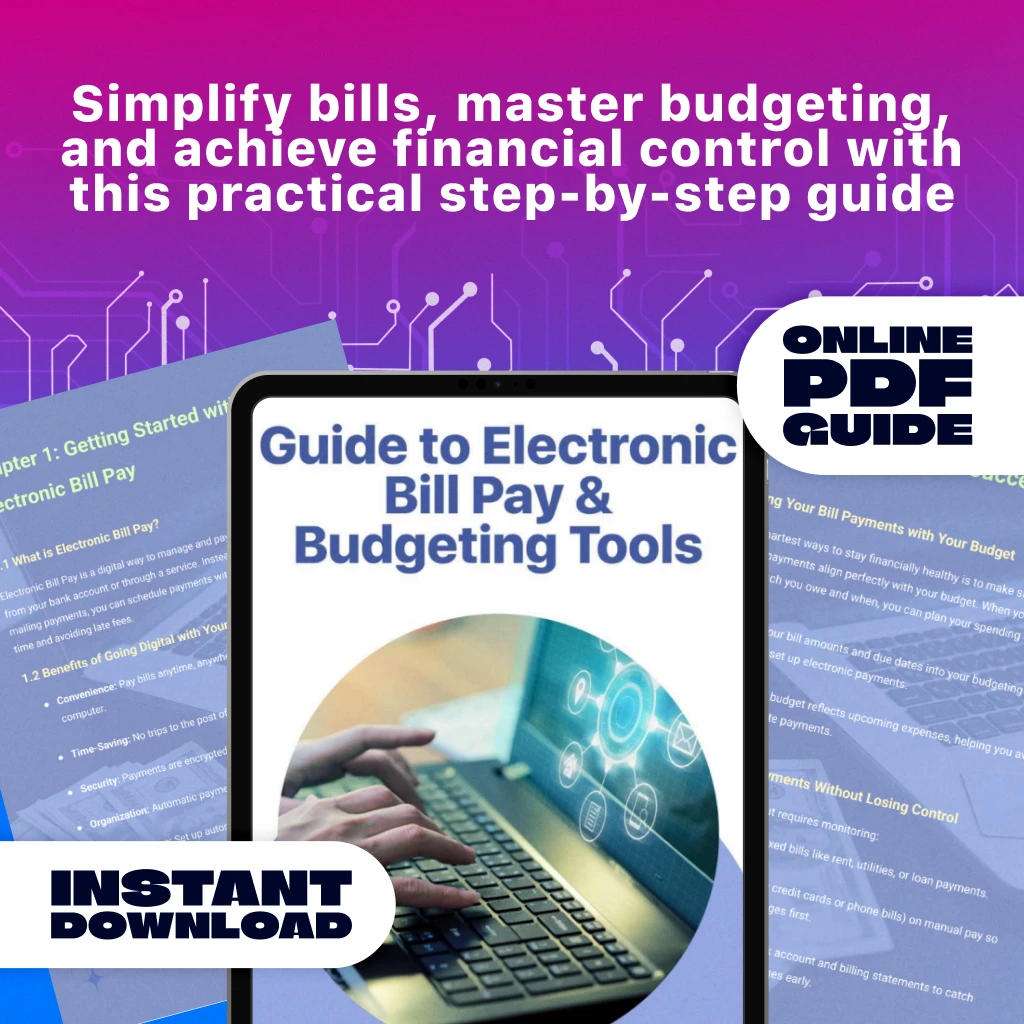 Guide to Electronic Bill Pay & Budgeting Tools | Digital Download eBook | Personal Finance, Money Management, Budget Planner, Online Bill Pay, Financial Success Guide