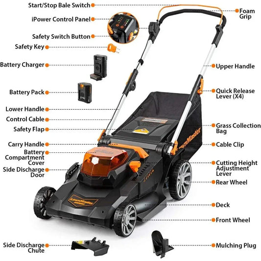 DSARD Cordless 21-Inch Brushless Push Lawn Mower 60V Max with Battery & Fast Charger - DSARD
