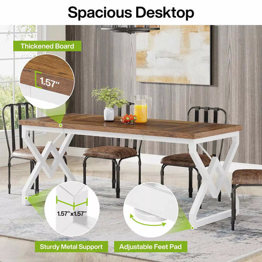 Large 63-inch Executive Office Desk with Thickened Wooden Top & Metal Frame - DSARD