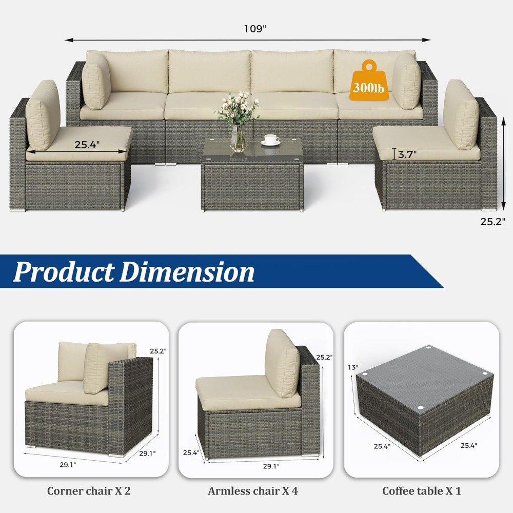 DSARD 7-Piece Modular Outdoor Conversation Furniture Set
