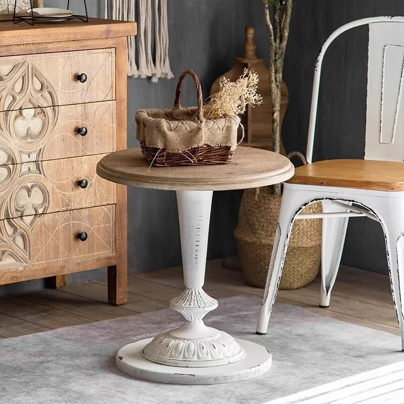American Vintage Solid Wood Small Tea Table: Rustic Charm for Your Home - DSARD