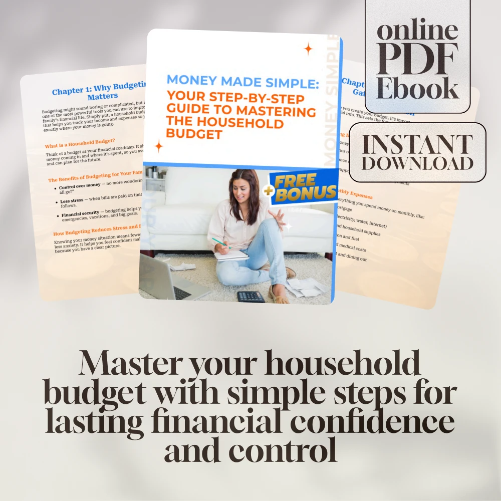 Money Made Simple: Your Step-by-Step Guide to Mastering the Household Budget | eBook for How to Do a Household Budget | Digital Download Budgeting Guide