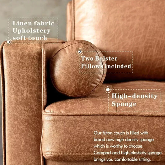70″ Suede Leather Sofa with Tufted Design - DSARD - DSARD