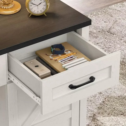 Farmhouse Executive Desk with Hutch and Charging Station - DSARD - DSARD