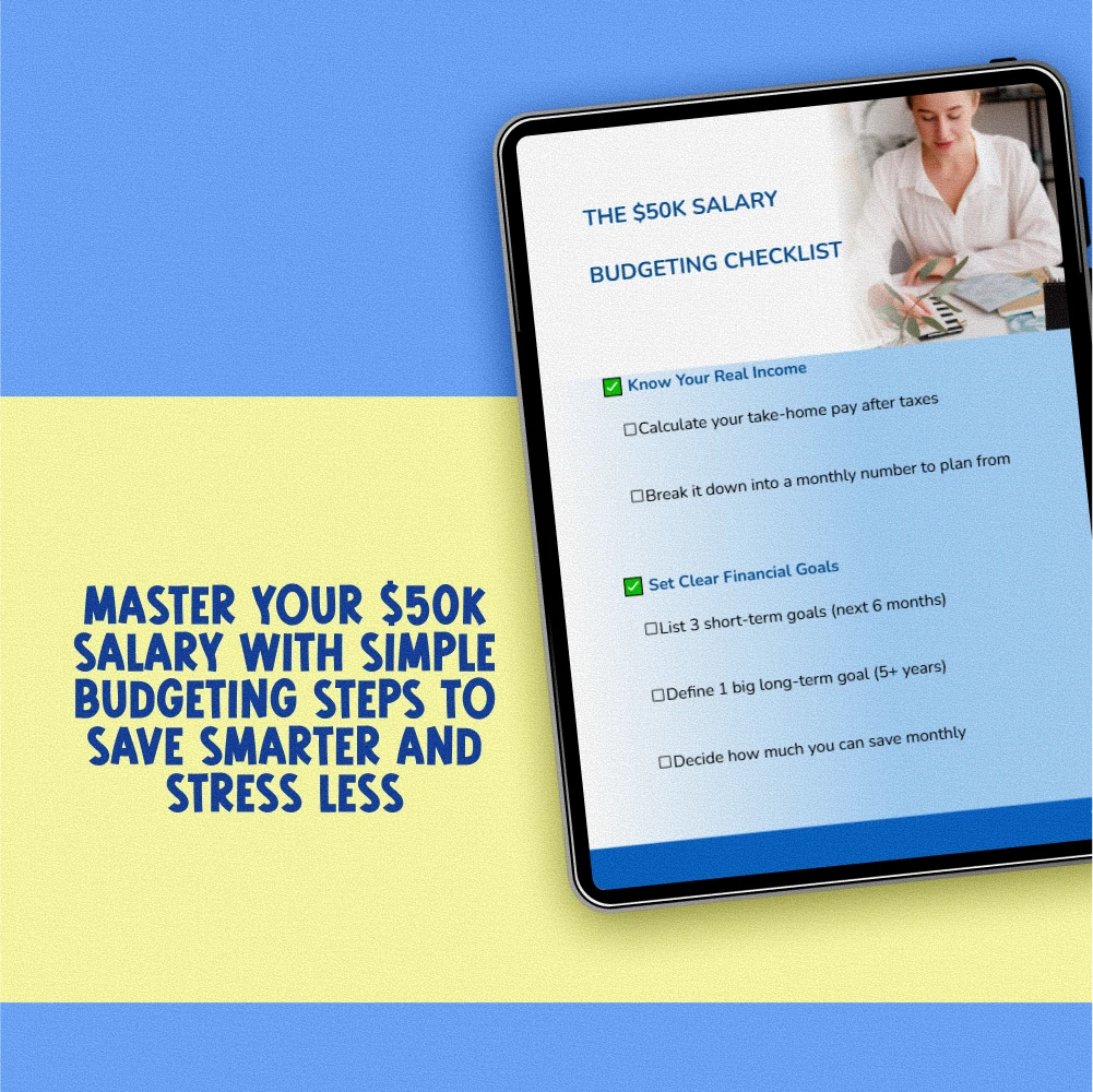 The $50K Salary Budgeting Checklist – How to Budget a 50K Salary – Instant Digital Download – Personal Finance Planner – Money Management Tool