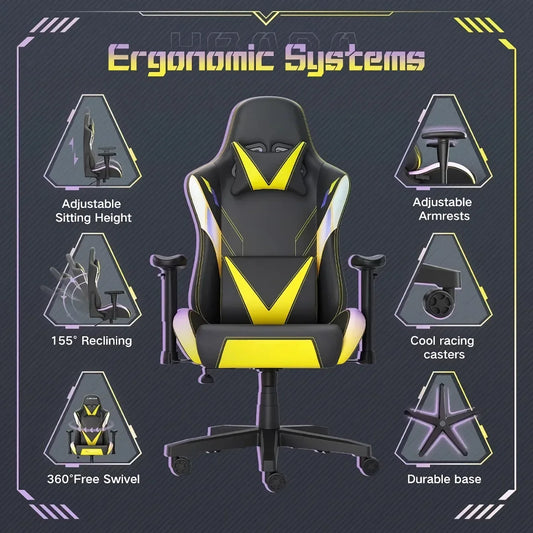 Ergonomic Gaming Chair with Adjustable Armrest and Lumbar Support - DSARD - DSARD