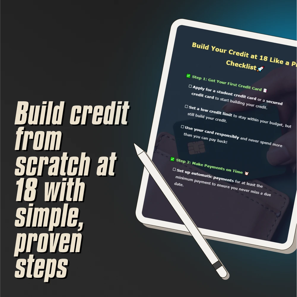Build Your Credit at 18 Like a Pro Checklist | How to Start Credit at 18 | Credit Building Guide for Beginners | Teen Credit Starter Digital Download
