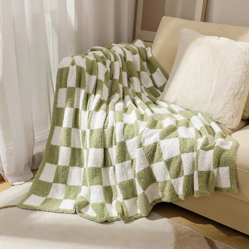 Checkerboard Plush Throw Blanket