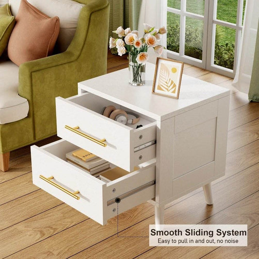 Modern Queen Bedroom Furniture Set with Wingback Bed Frame and 2 Premium Nightstands