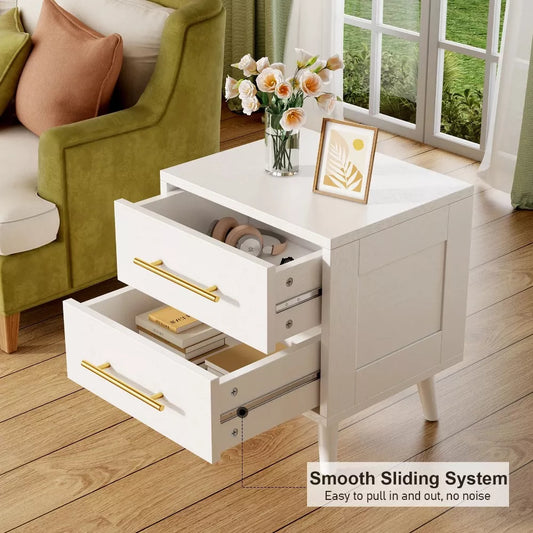 Modern Queen Bedroom Furniture Set with Wingback Bed Frame and 2 Nightstands - DSARD