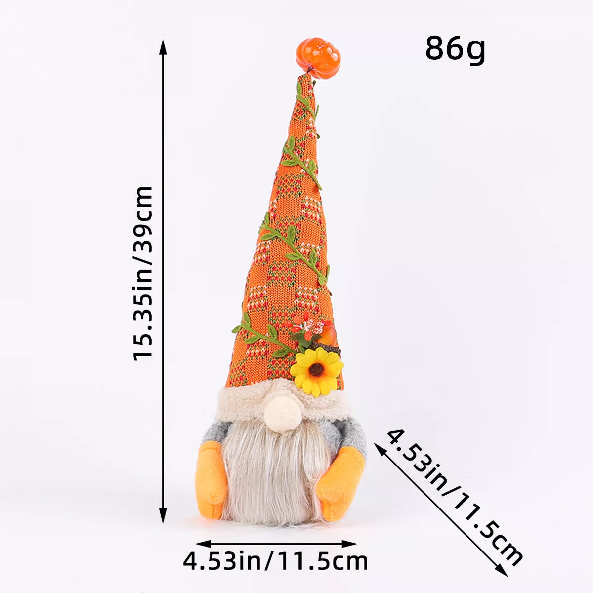 Festive Pumpkin Gnome Plush – Cozy Autumn Sunflower Decoration