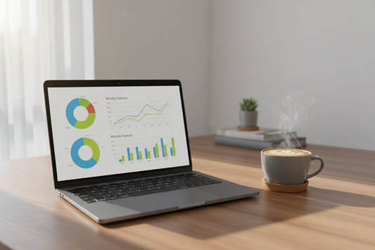 Automate expense tracking with AI dashboard on laptop screen
