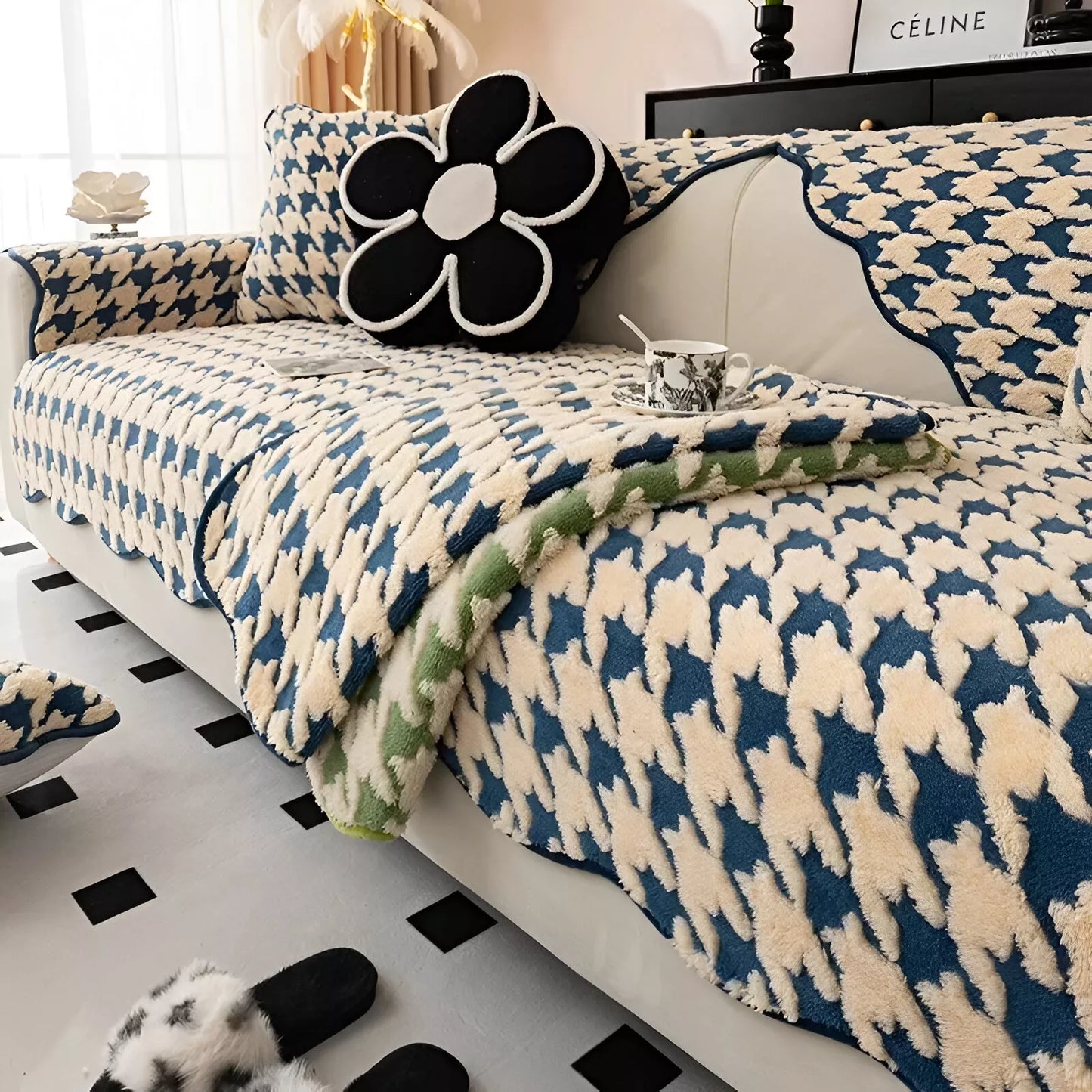 Plush Velvet Sofa Cushion – Thick, Non-Slip & Luxurious Winter Comfort