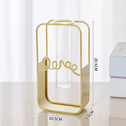 Elegant Metal Flower Vase with Silk Bouquet for Home & Wedding Decor