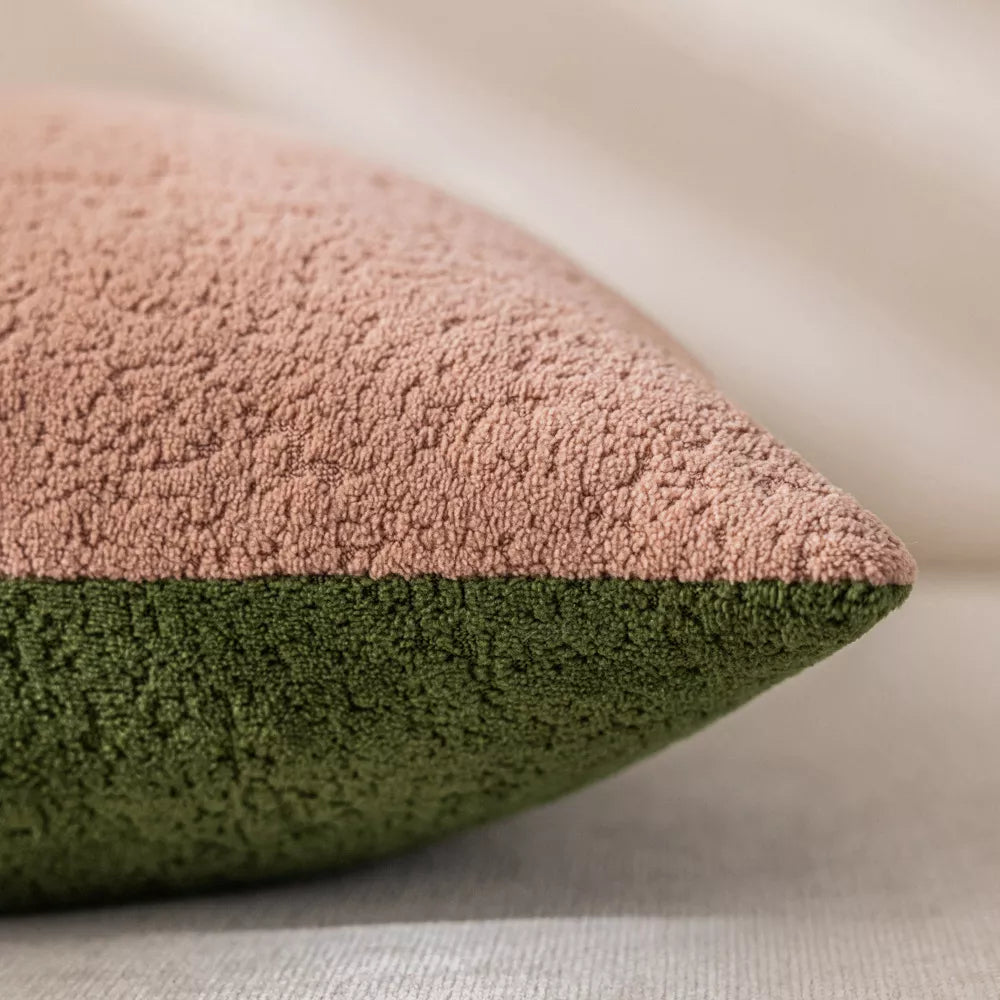 Two-Tone Velvet Pillow Cover 18x18in Reversible Cozy Decorative Cushion