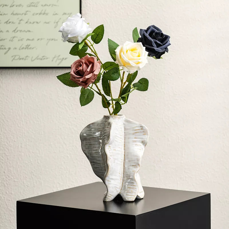 Modern White Ceramic Vase for Flowers and Home Decor