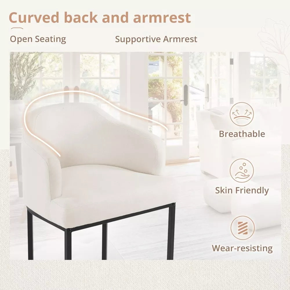 Modern 27″ Counter Height Bar Stools Set of 2 with Curved Backrest and Arms - DSARD