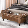 53″ Tufted Storage Ottoman Bench with Arms and Nailhead Trim for Bedroom - DSARD - DSARD
