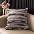 Striped Plush Rabbit Fur Throw Pillow Cover 18x18in Soft Cushion Case