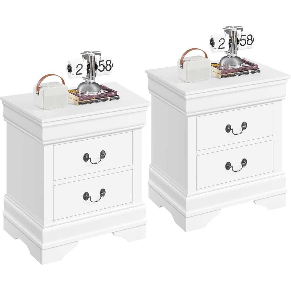 Fully Assembled 2-Drawer Wooden Premium Nightstands Set