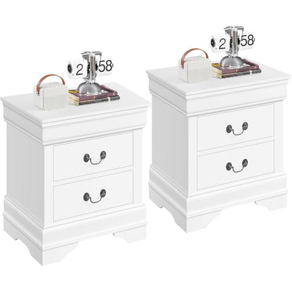 Fully Assembled 2-Drawer Wooden Premium Nightstands Set