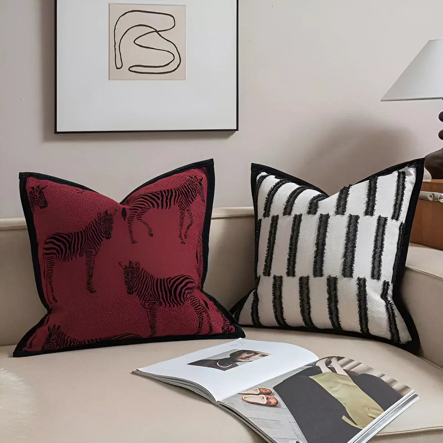 Luxury Black Zebra Geometric Pillow Cover