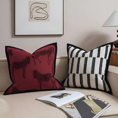 Luxury Black Zebra Geometric Pillow Cover