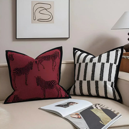 Luxury Black Zebra Geometric Pillow Cover