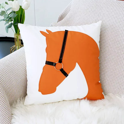 Nordic Luxury Horse Head PU Leather Cushion Cover for Sofa & Car