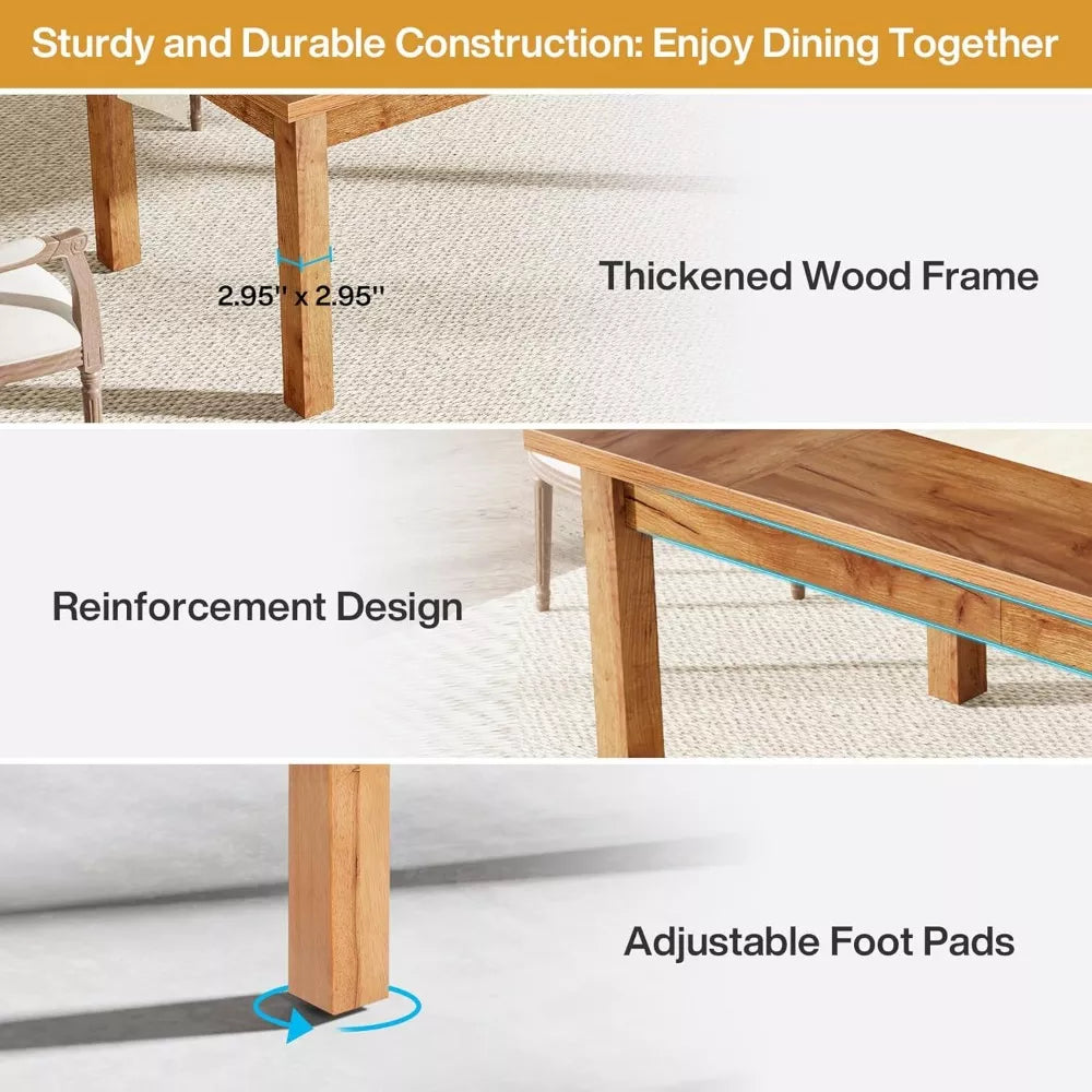 Large Wood Dining Table for 6-8 People - DSARD