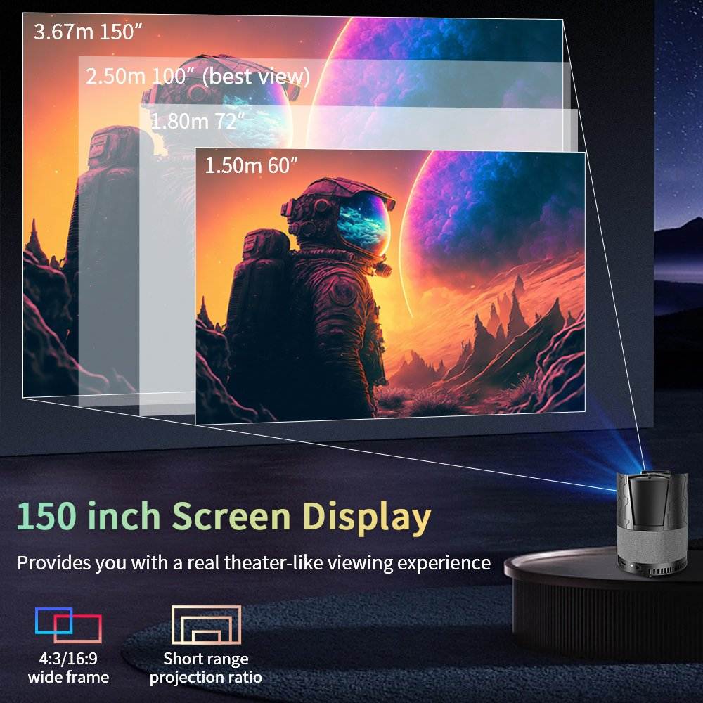 Mini 4K Portable Smart Projector with Auto Focus & Dual-Band WiFi