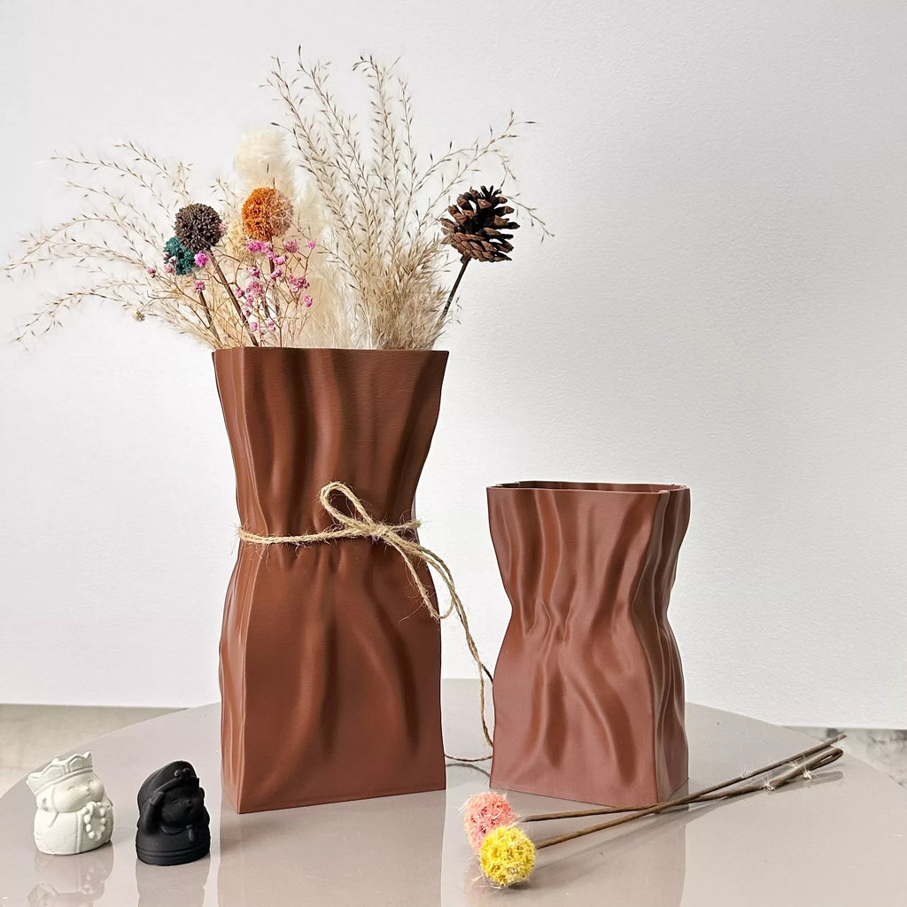 2-Piece Multi-Color Scandinavian Pleated Paper Bag Vases