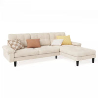 L-Shaped Sofa with 3 Pillows – Modern Comfortable Sofa for Living Room, Apartment, Office - DSARD