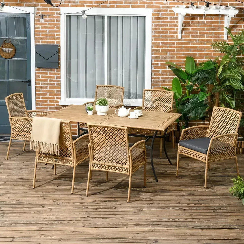 Luxury 7-Piece Wicker Patio Dining Set - DSARD
