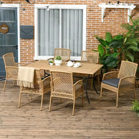 Luxury 7-Piece Wicker Patio Dining Set - DSARD