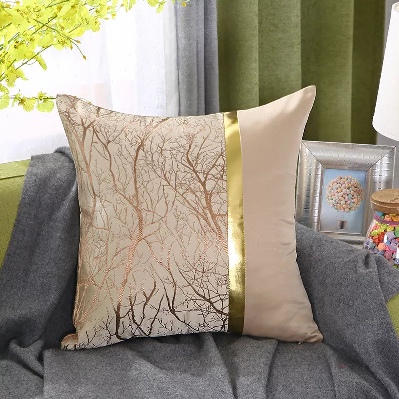 Luxury Gold Jacquard Throw Pillow Cover 18×18 – Elegant Textured Cushion Case