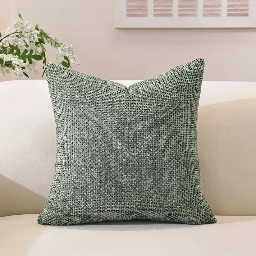 Easy-Clean Modern Solid Color Chenille Sofa Cushion Cover – Plush Square Pillowcase - DSARD