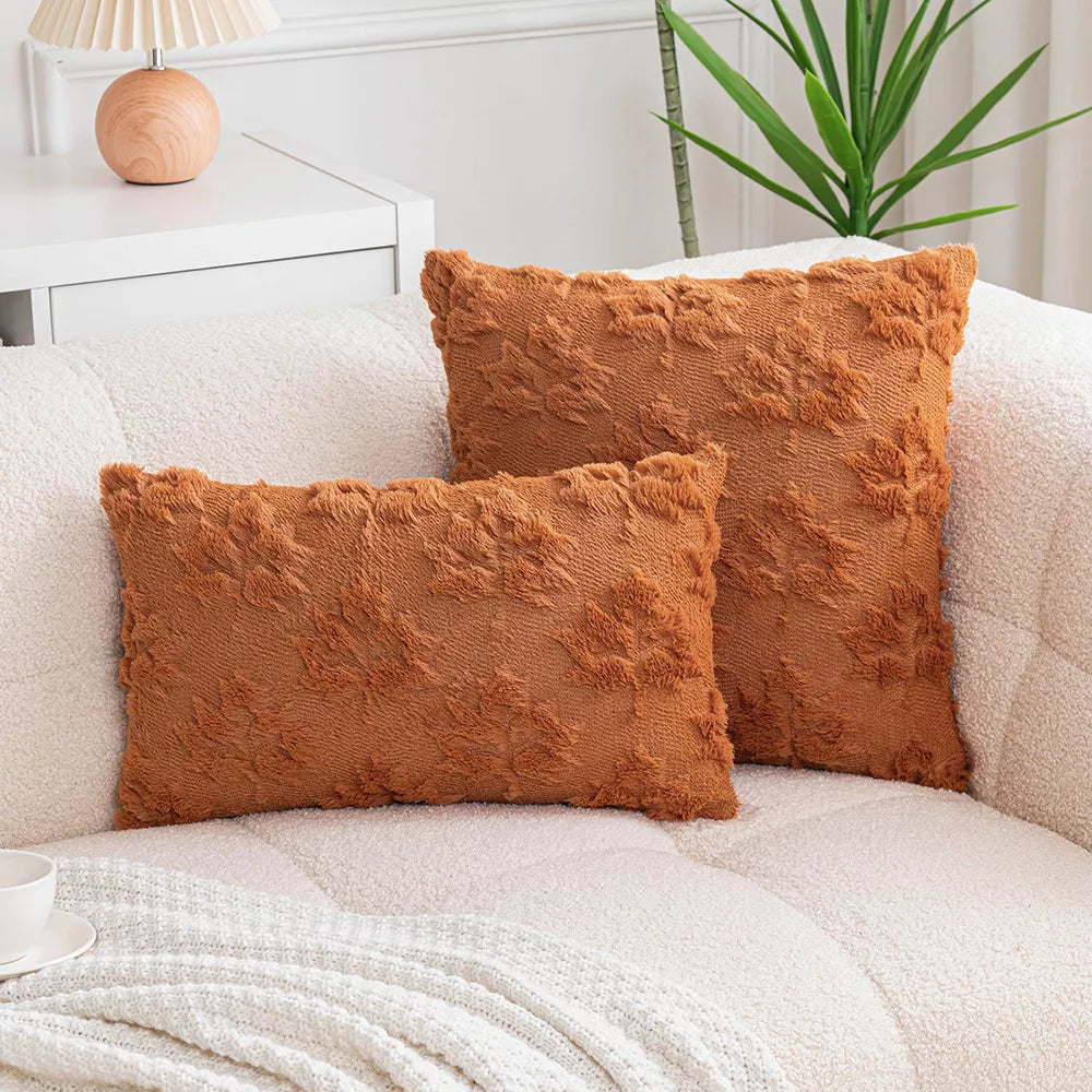 Autumn Maple Leaf Plush Throw Pillow Covers – Cozy Decorative Cushion Cases