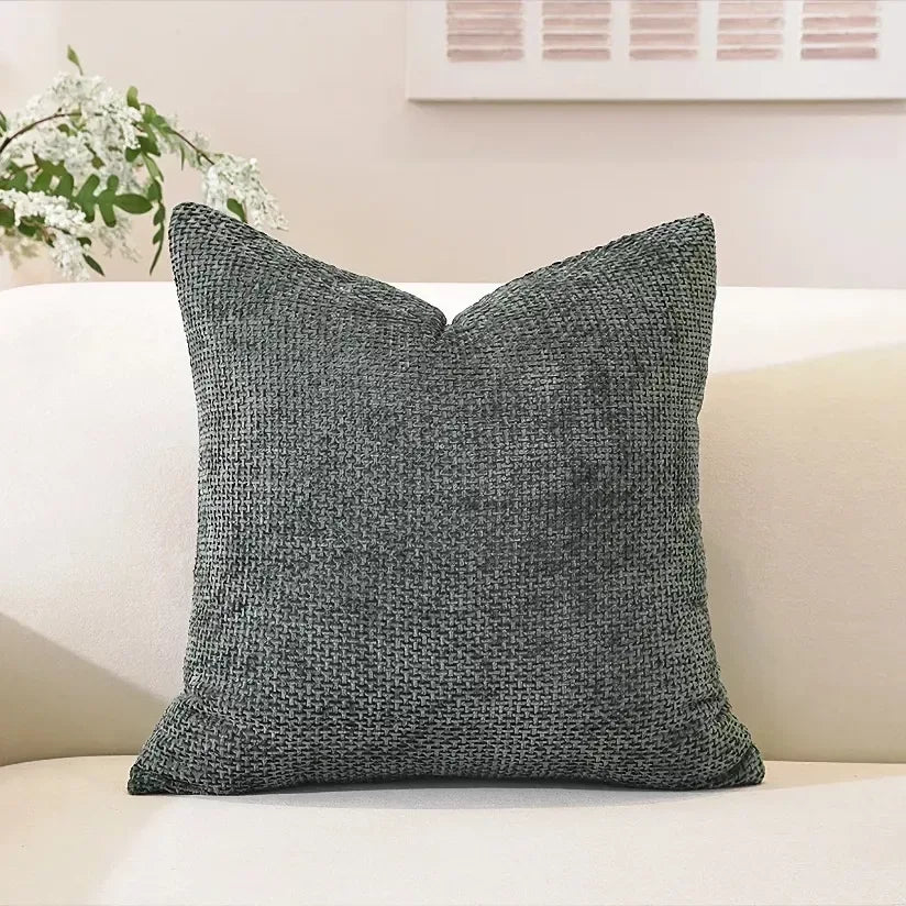 Easy-Clean Modern Solid Color Chenille Sofa Cushion Cover – Plush Square Pillowcase - DSARD