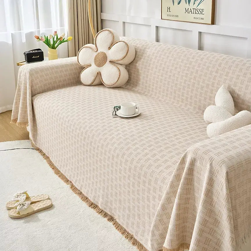 Luxury Cotton Linen Throw Blanket – All Seasons Sofa & Picnic Mat