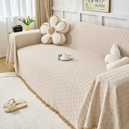 Luxury Cotton Linen Throw Blanket – All Seasons Sofa & Picnic Mat