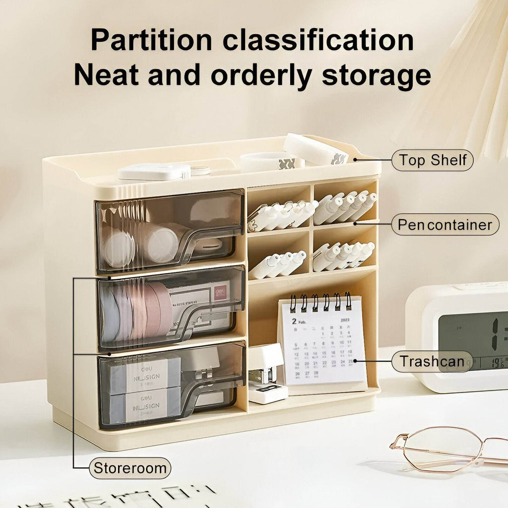 Multi-Layer Desktop Storage Organizer - Large Capacity Drawer Box for Office & Vanity