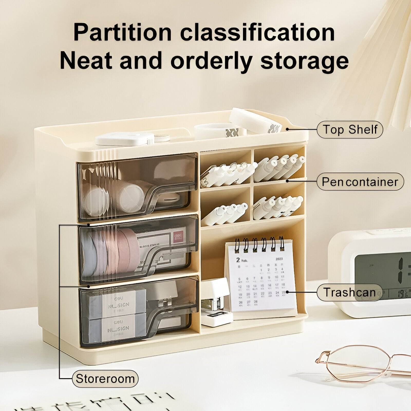 Multi-Layer Desktop Storage Organizer - Large Capacity Drawer Box for Office & Vanity