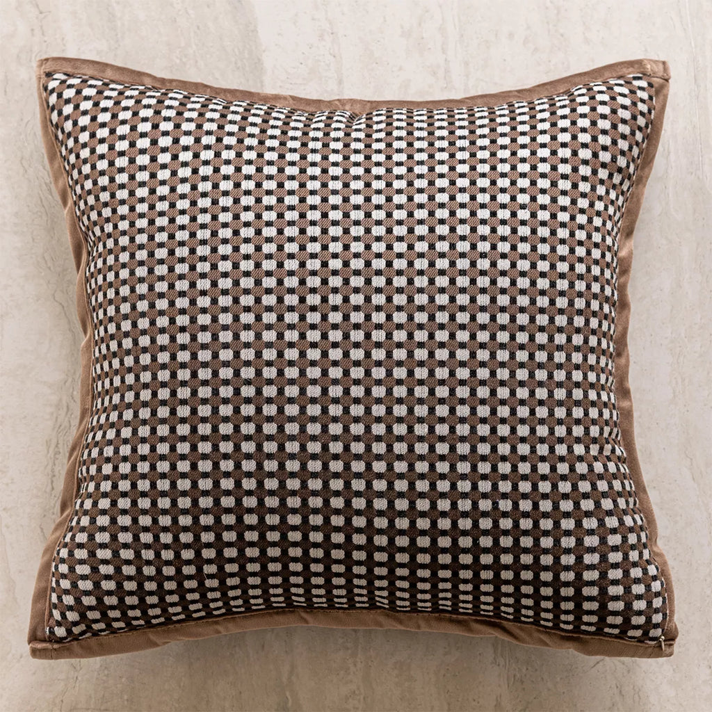 Modern Green & Brown Grid Throw Pillow Cover – 18×18 Inch Decorative Cushion